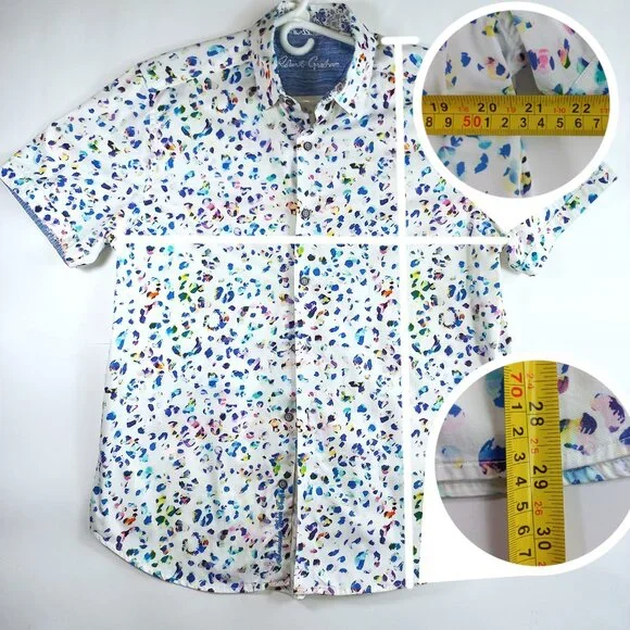 Robert graham Button up Large short sleeve shirt L Colorful animal print cotton - Picture 11 of 11